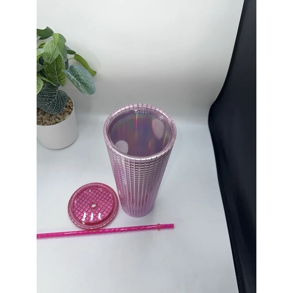 NEW! Starbucks 2020‎ Limited Edition VENTI 24oz Dark Pink Disco Tumbler W/Straw